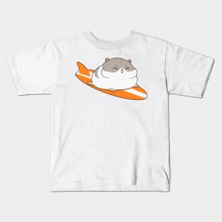 Hamster as Surfer with Surfboard Kids T-Shirt